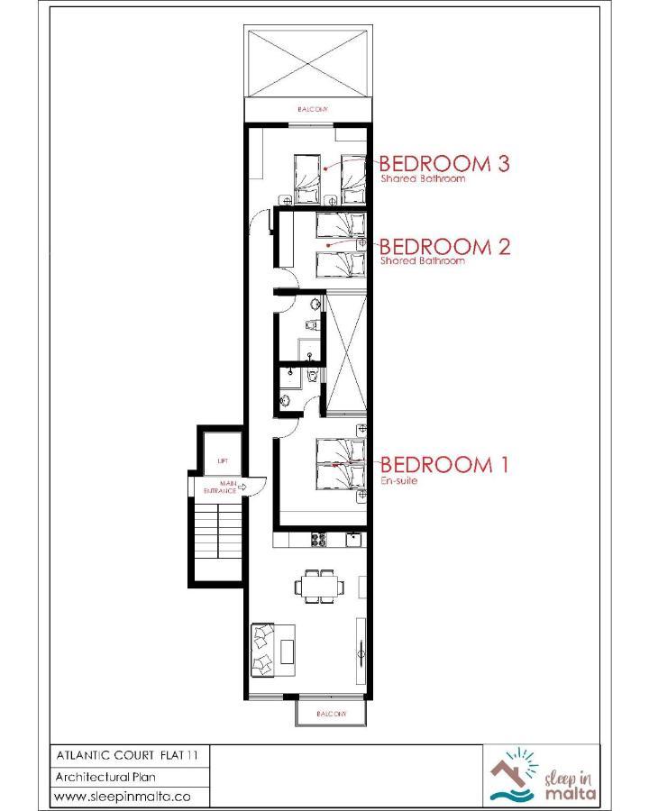 F11 Room 3, Private Room Two Single Beds Shared Bathroom In Shared Flat Msida Esterno foto